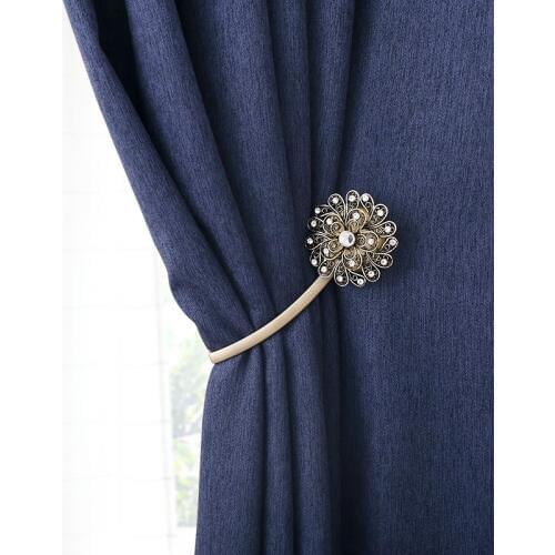 A Pair Of Modern Minimalist Crystal Curtains With Decorative Curtain Buckles Free Punching Magnet Straps Curtain Clip Decoration