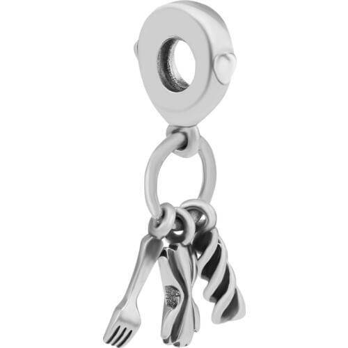 Fits for Pandora Charms Bracelets Love Pasta Dangle Beads 100% 925 Sterling Silver Jewelry Free Shipping