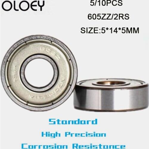 605ZZ 2RS Bearing 5/10PCS 5x14x5 mm Miniature Excellent Ball Bearings 605 ZZ 2RS High Quality Corrosion Resistance