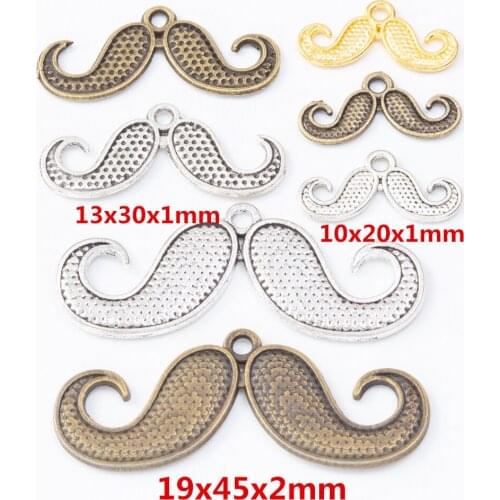 30/70/140 pieces of retro metal zinc alloy Moustache pendant for DIY handmade jewelry necklace making 7590-7593