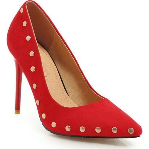 Wedding shoe 19 years of age season new sexy stilettos ultra-high with rivet size code 31-46 shallow single shoes