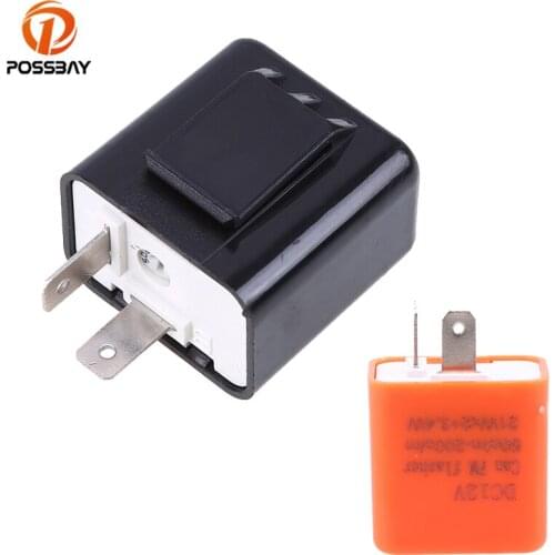 POSSBAY 12V Universal Motorcycle Flasher Relay Adjustable Frequency Square Flashing LED Lights Speed Flash Turn Signal Indicator
