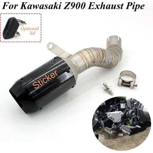 For Kawasaki Z900 2017-2020 Modified Exhaust Motorcycle Carbon Connecting Bike Elbow Slip-On Middle Link Pipe Muffler Titanium