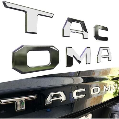 3D Raised Tailgate Insert Letters for Toyota Tacoma -2019 Emblem Inserts (Chrome)