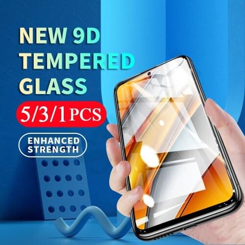 5/3/1Pcs 9D cover tempered glass for Xiaomi POCO M2 M3 X3 F2 pro C3 X2 F3 GT pocophone F1 protective film phone screen protector