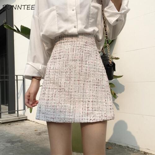 Skirts Womens Spring High Waist Solid Daily Chic Elegant Office Lady Korean Females Short Skirt Sweet A-line Trendy Sundress