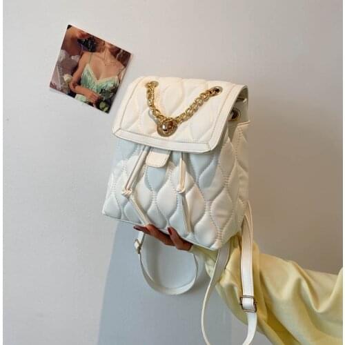 Ladies Fashion Diamond Lock Schoolbag Backpack Leisure Large Capacity Outdoor Camping Travel Student Mobile Wallet For Women