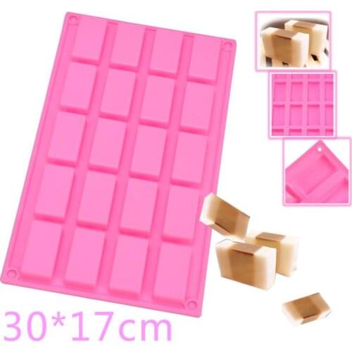 20 Holes Rectangular DIY Mini Cake Muffin Pan Candy Chocolate Bar Guest Soap Silicone Mould 30*17cm