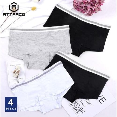 ATTRACO Womens Underwear Cotton Soft Panties Briefs Boyshorts Solid classic moderate comfortable skin-friendly Packs of 4