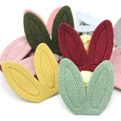40Pcs 4.8cm Bunny ears Fabric Padded Appliques For childrens crafts headwear Hair Clips Garment rabbit Accessories wholesale