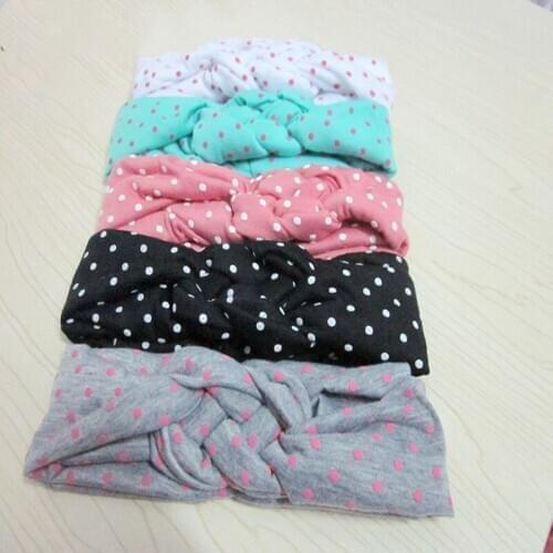 5 Colors Dot Nylon Headband For Children Cross Elastic Hair band Knotted Turban Headbands Toddler Baby Girl Hair Accessories