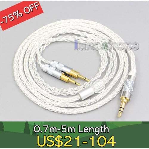 2.5mm 4.4mm XLR 3.5mm 8 Core Silver Plated OCC Earphone Cable For Sennheiser HD700 Headphone LN006556