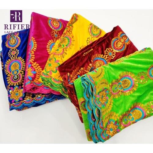 African Velvet Lace With Gold Sequins For Traditional Wedding Bride And Bridegroom Dresses Sewing Fabrics Embroidery Velvet Lace