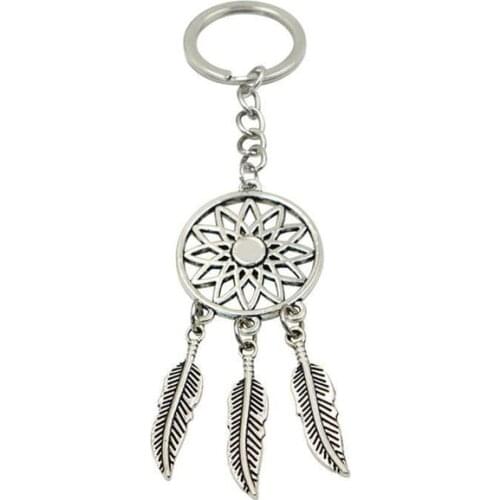 Small Handmade Feather Dream Catcher Keyring Keychain Decor Car Bag Hanging Decoration Pendant New Year Dreamcatcher Gif