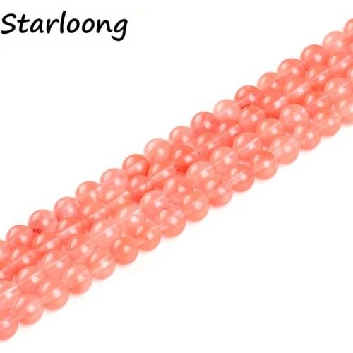 Watermelon Red Natural Stone Round Loose Ball Beads Pick Size 15" Strand 4 6 8 10 12 14MM for DIY Jewelry Making Bracelet