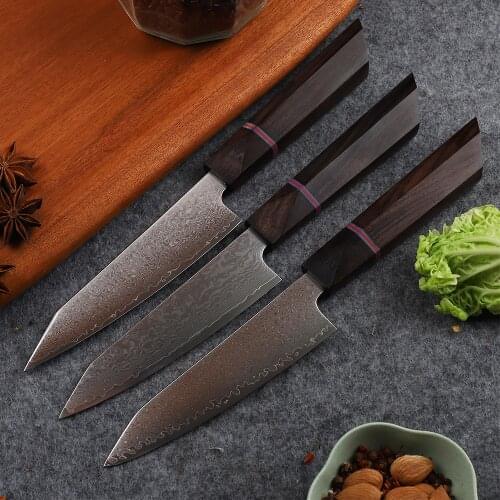 Damascus 67 Iayer VG10 Steel Sheet Ebony Handle Kitchen Special Outdoor Camping Fruit EDC Tool Knife