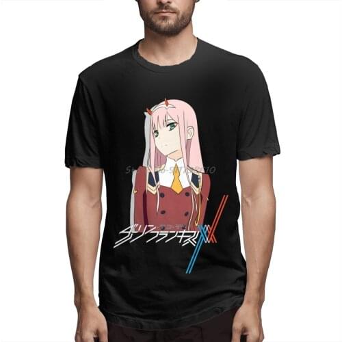 Darling In The Franxx Zero Two Anime T Shirt Short Sleeve Men Tshirt Men Cotton Tees Streetwear Harajuku