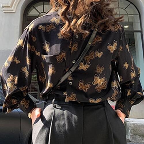 Deeptown Vintage Button Up Shirt Kawaii 2021 Fashion Women Shirt Long Sleeve Animal Print Elegant Losse Casual Blouse Women