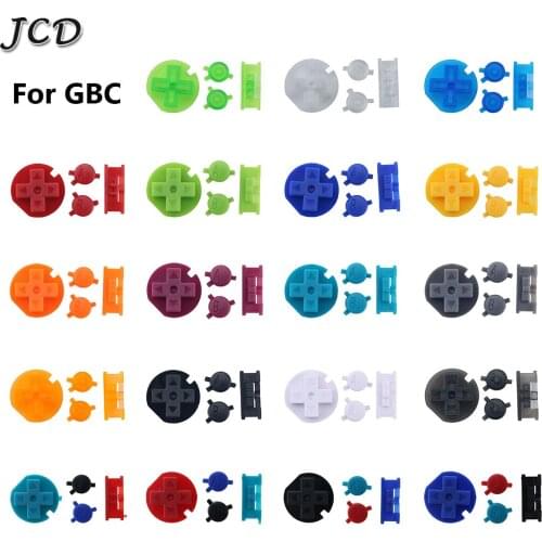 JCD 19Colors A B Buttons with Power ON OFF Buttons Keypads for Gameboy Color GBC Colorful Buttons Set for GBC D-Pad A B Buttons