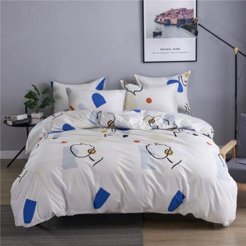 Cute Pattern Line Graph Comforter Bedding Set Cotton Fashion King Queen Full Single Size Bed Linen Duvet Cover Set Pillowcase