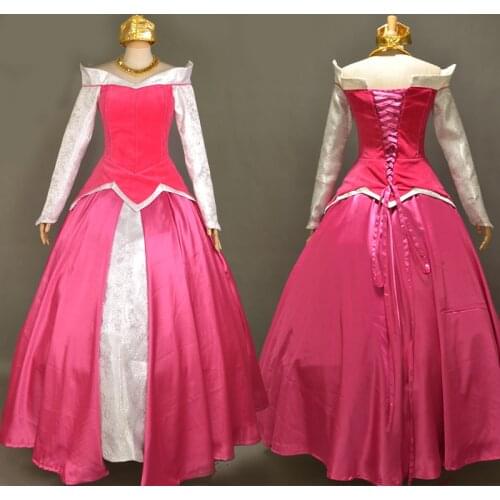 Movie Sleeping Girl Cosplay Costume Aurora Princess Dress Halloween Carnival Ball Gown For Adult Women