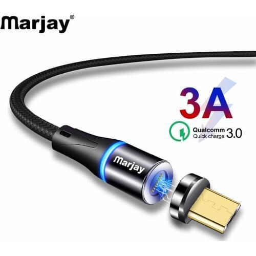 Marjay 3m Magnetic Micro USB Cable For Samsung S7 Xiaomi Redmi Note 5 Pro Android Mobile Phone Magnet Charger Wire Cord