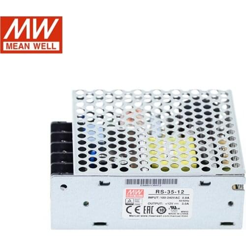 MEAN WELL RS-35-12 36W 12V Switching Power Supply 110V/220V AC to 12V DC 3A Power Unit 5G Viberation Compact Size