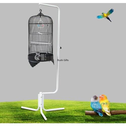 Metal Bird House with Adjustable Height Sling Rack Dome Parrot Cage Hanging Shells Wild Bird House Outdoor Hanging Decoration