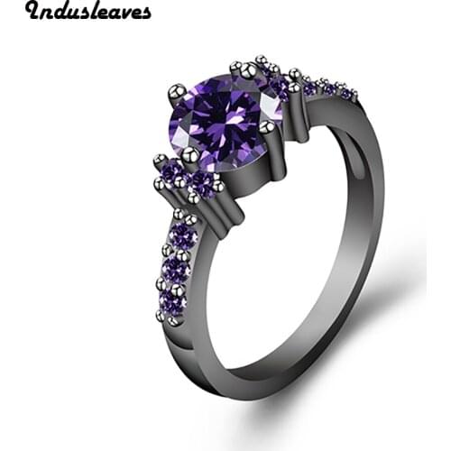 Indusleaves Fashion Jewelry New Ring for Women Female Purple Zirconia Rings Party Gift 3 Colors