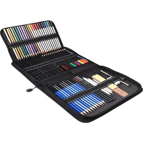 72pcs Drawing Painting Sketch Kit Set with Pencils Erasers Sharpener Carrying Case for Artist Beginner Student Sketching