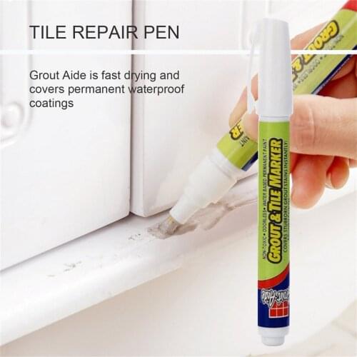Non-toxic Permanent Grout-Aide & Tile Marker Water-resistant Odorless Ceramic Tile Repair Pen with Reversible Nib Prevent Mould