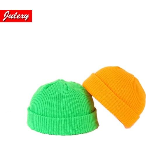 New Fashion Mens Beanie Winter Knit Hat Boy Skullcap Sailor Cap Cuffs Retro Navy Short Hat Solid Color Unisex Autumn Warm Cap