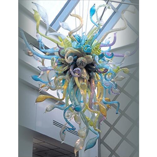Newest Hot Sale Contemporary Chandelier Top Design Colored Art Decoration Hand Blown Glass Chandelier for Hotel Home
