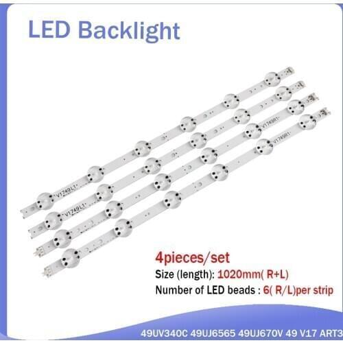 New Kit 20PCS LED strip For LG 49UV340C 49UJ6565 49UJ670V 49 V17 ART3 2862 2863 6916L-2862A 6916L-2863A V1749L1