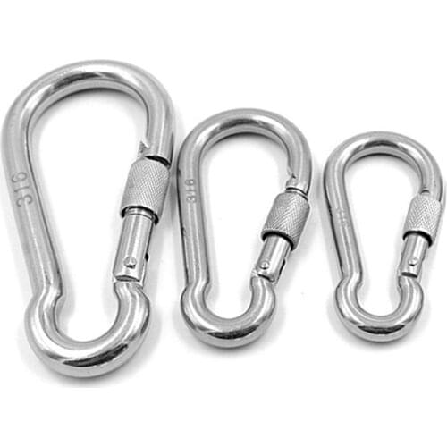 Outdoor Screw Lock Buckle D-Shaped Carabiner Hook Keyring Clip Camping Climbing Kits Sports Rope Buckle Hammock Locking Hooks