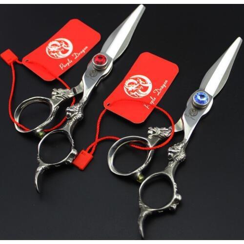615# 6'' Brand Purple Dragon TOP GRADE Hairdressing Scissor 440C 62HRC Big Gem Professional Barbers Cutting Shears Hair Scissors