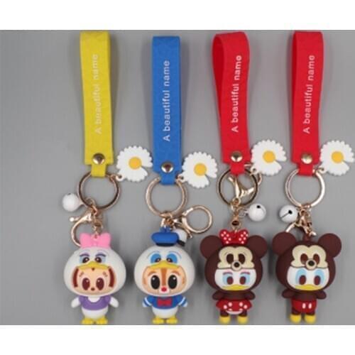 Disney Mickey Minnie Cartoon Plastic Keychain Accessories Doll Mini Character Keychain Cute Charm Fashion Gift Doll
