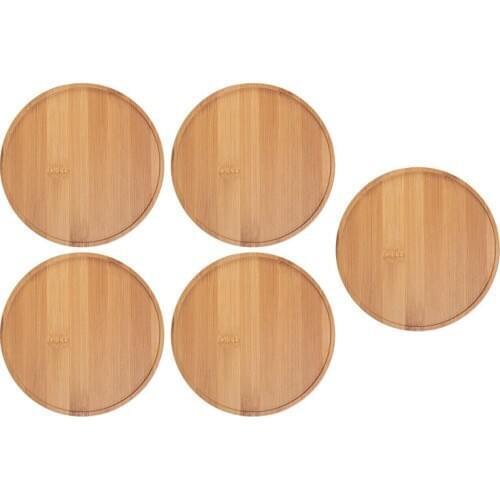 5Pcs Round Bamboo Wood Saucer Plant Tray Mini Plant Flower Pot Stand Favor Succulent Pot Tray Home Balcony Deco