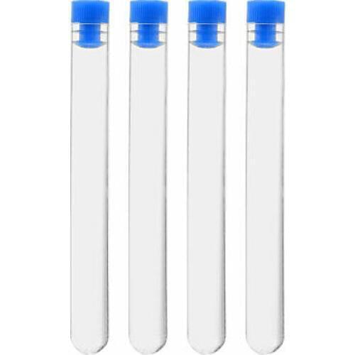 20 Pcs Centrifuge Test Tubes Round Bottom Polystyrene with Blue Cap 12 x 100mm
