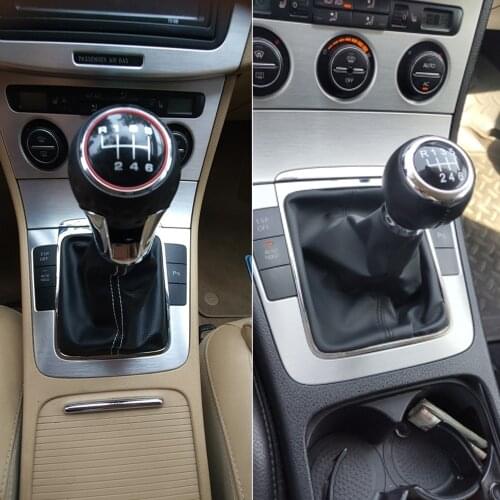 For VW Passat B6 2005 2006 2007 2008 2006 2010 2011 Car-styling Manual 5 6 Speed Gear Stick shift knob Lever leather Boot Case