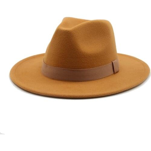 Fedora hats women solid ribbon band formal dress wedding church jazz caps classic red green white felted spring men women hats