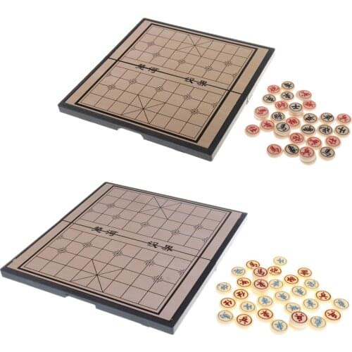 Folding Chinese Chess Set Magnetic Foldable Board Game Chessboard Kids Childrren Birthday Gift for Camping Hiking Accessories
