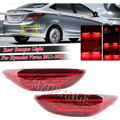 Rear Bumper Light For Hyundai Accent Verna Brio Solaris 2008-2015 Reflector Brake Light Red Lens LED Bulb Car Warning Stop Lamp