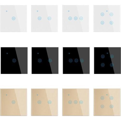 Touch-Switch Smart-Light-Switch 1/2/3/4 Gang Remote Control Wifi Touch Switch works with Google home Alexa IFTTT