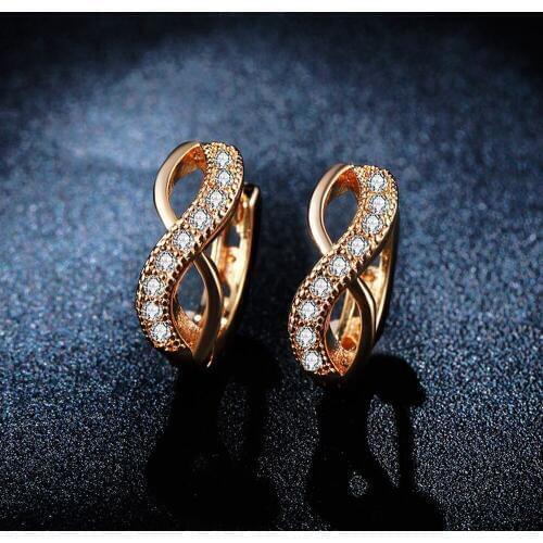 High Quality Summer Style 8 Luxury Zircon Hoop Earring For Women Fashion gold-color Wedding Earrings Jewelry