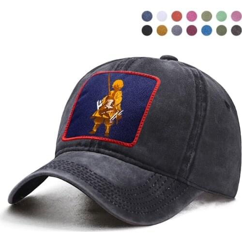 Japan Anime Demon Slayer Zenitsu Bone Baseball Cap Dad Trucker Snapback Hat Woman Gorras Ponytail Berets Caps Casquette Hats
