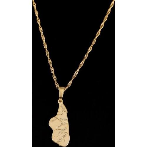 Gold Color Madagascar Map Pendant Necklace For Women Africa Malagasy Maps Chain Jewelry