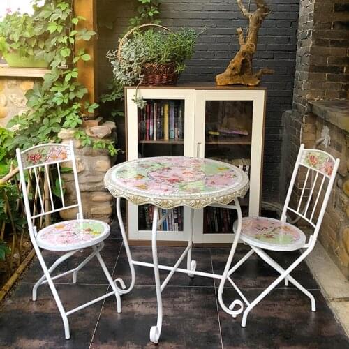 Zq Outdoor Courtyard European-Style Balcony Sunshine Room Courtyard Balcony Occasional Table and Chair Three-Piece Set