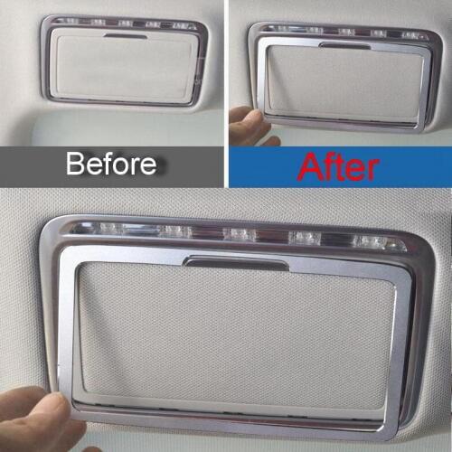 2 PCS DIY Car Styling New Aluminum Two Color Rear Makeup Mirror Light Box Cover Case for Benz 2015-16 C Grade Parts Accessories