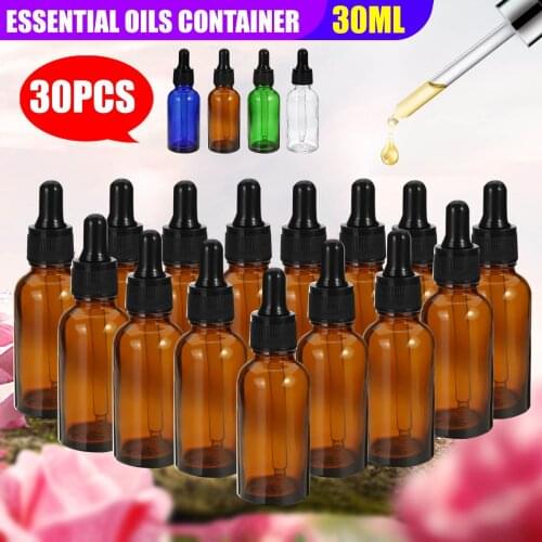 20 PCS Amber/clear Empty Spray Dropper Bottle Storage Container Refillable glass Makeup Cosmetic Tool for Travel Women Spa